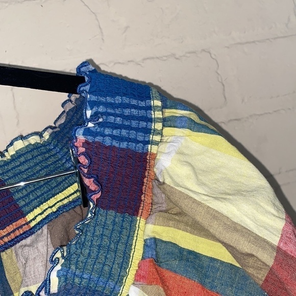 Lane Bryant shirt Linen/Cotton Blend Plaid Off The Shoulder Top Size NEW 18 20 - Picture 4 of 6